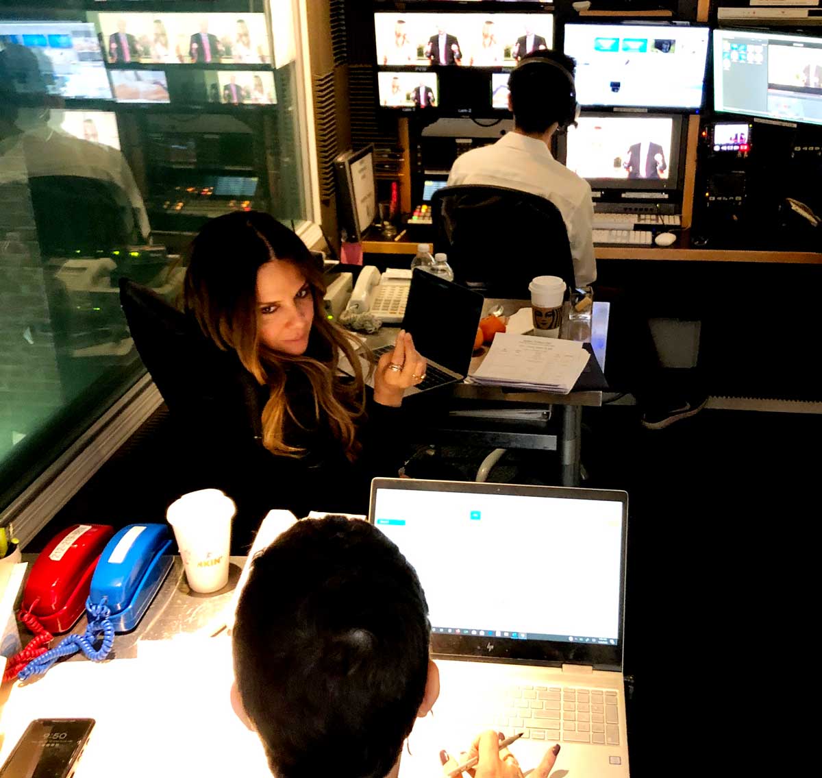 EWM in the production booth for a Satellite Media Tour EWM in the production booth for a Satellite Media Tour